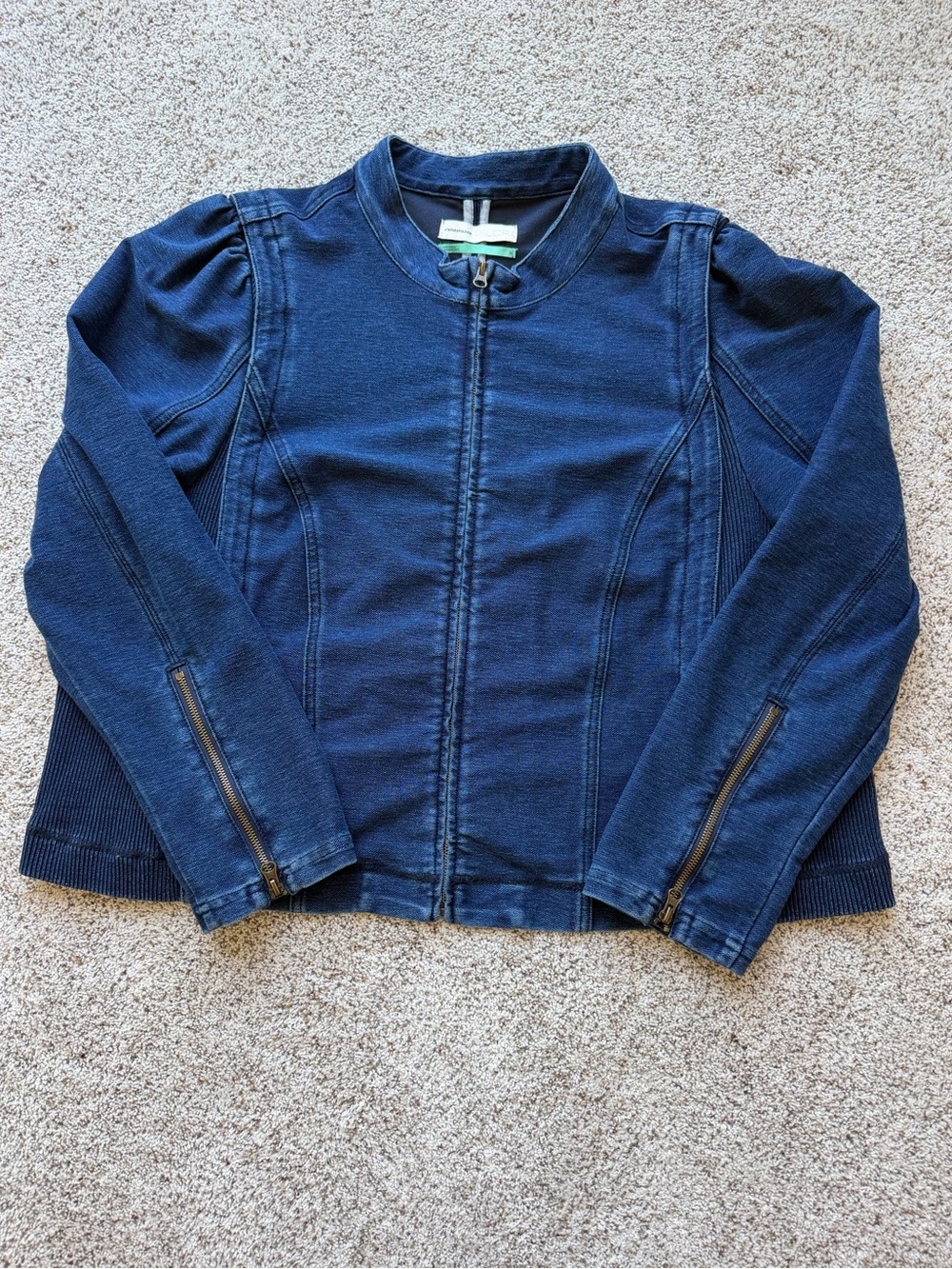 Anthropologie Pilcro Denim Moto Jacket 3X Indigo Blue Stretch Zip Plus Size - Picture 4 of 12